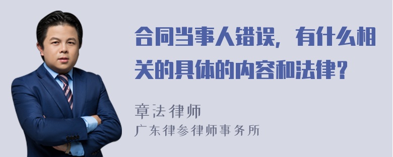 合同当事人错误，有什么相关的具体的内容和法律？