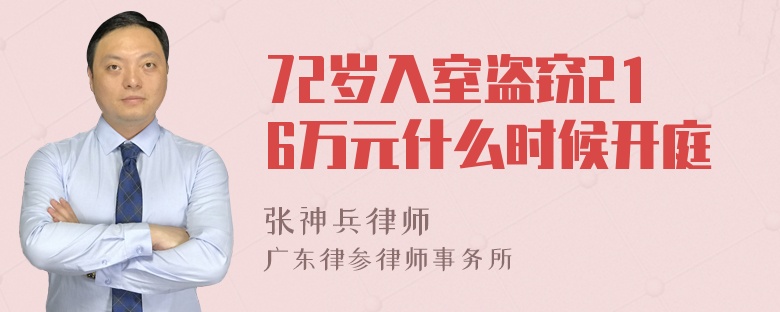 72岁入室盗窃216万元什么时候开庭