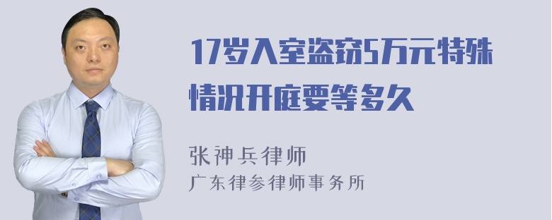 17岁入室盗窃5万元特殊情况开庭要等多久