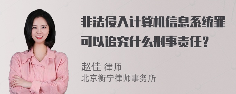 非法侵入计算机信息系统罪可以追究什么刑事责任？