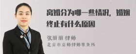 离婚分为哪一些情况，婚姻终止有什么原因