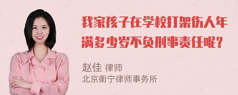 我家孩子在学校打架伤人年满多少岁不负刑事责任呢？