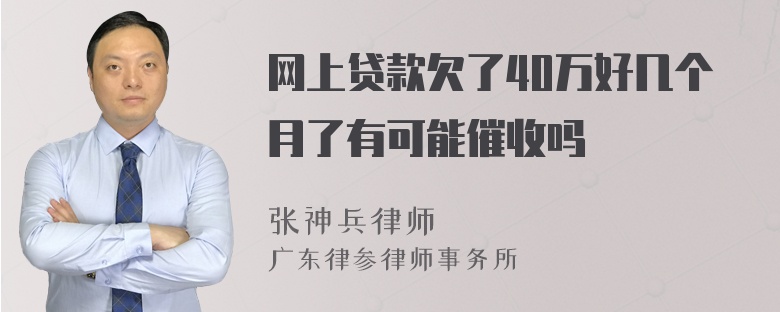 网上贷款欠了40万好几个月了有可能催收吗