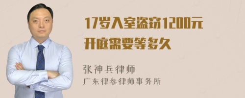 17岁入室盗窃1200元开庭需要等多久