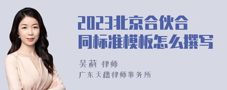 2023北京合伙合同标准模板怎么撰写