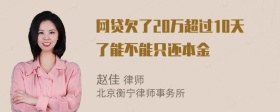 网贷欠了20万超过10天了能不能只还本金