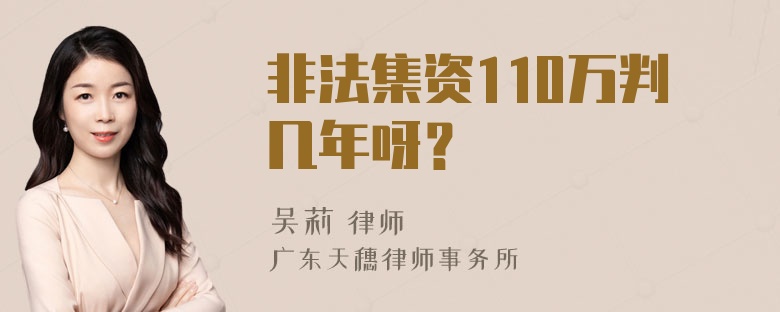 非法集资110万判几年呀？