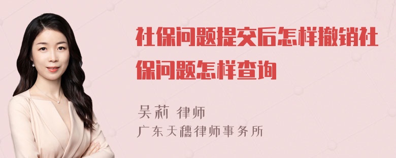 社保问题提交后怎样撤销社保问题怎样查询