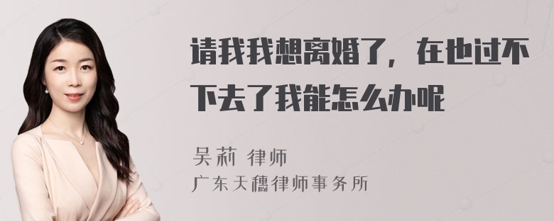 请我我想离婚了，在也过不下去了我能怎么办呢