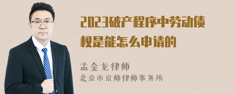 2023破产程序中劳动债权是能怎么申请的