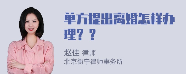 单方提出离婚怎样办理？？