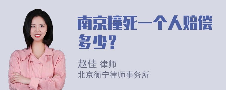 南京撞死一个人赔偿多少？