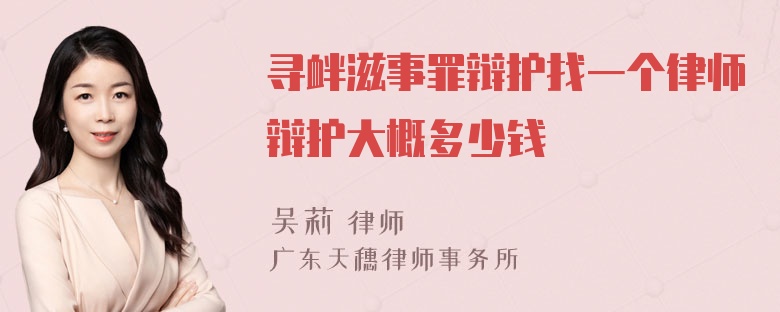寻衅滋事罪辩护找一个律师辩护大概多少钱