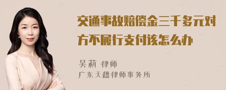 交通事故赔偿金三千多元对方不履行支付该怎么办