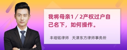 我将母亲1／2产权过户自己名下，如何操作。