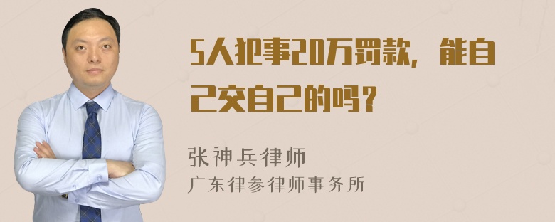 5人犯事20万罚款，能自己交自己的吗？