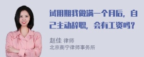 试用期我做满一个月后，自己主动辞职，会有工资吗？