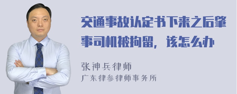 交通事故认定书下来之后肇事司机被拘留，该怎么办