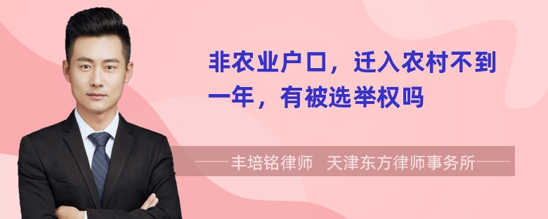 非农业户口，迁入农村不到一年，有被选举权吗