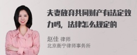 夫妻放弃共同财产有法定效力吗，法律怎么规定的