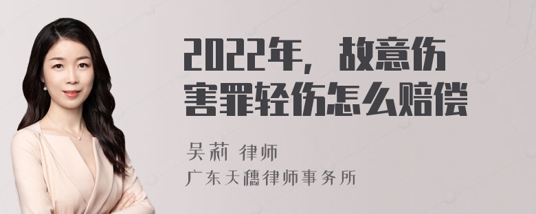 2022年，故意伤害罪轻伤怎么赔偿