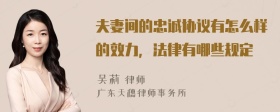 夫妻间的忠诚协议有怎么样的效力，法律有哪些规定
