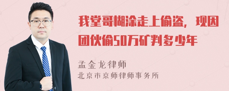 我堂哥糊涂走上偷盗，现因团伙偷50万矿判多少年