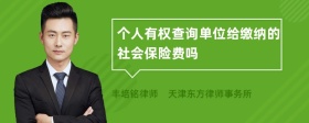 个人有权查询单位给缴纳的社会保险费吗