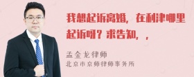 我想起诉离婚，在利津哪里起诉呀？求告知，，