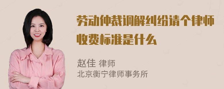 劳动仲裁调解纠纷请个律师收费标准是什么