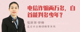 电信诈骗两万多，自首能判多少年？