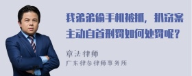 我弟弟偷手机被抓，扒窃案主动自首刑罚如何处罚呢？