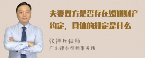 夫妻双方是否存在婚姻财产约定，具体的规定是什么