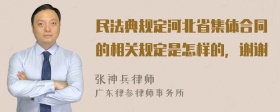 民法典规定河北省集体合同的相关规定是怎样的，谢谢
