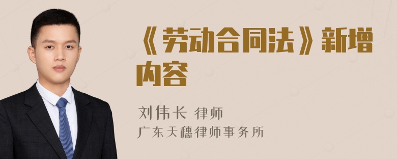 《劳动合同法》新增内容