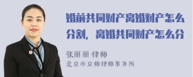 婚前共同财产离婚财产怎么分割，离婚共同财产怎么分