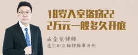 18岁入室盗窃222万元一般多久开庭