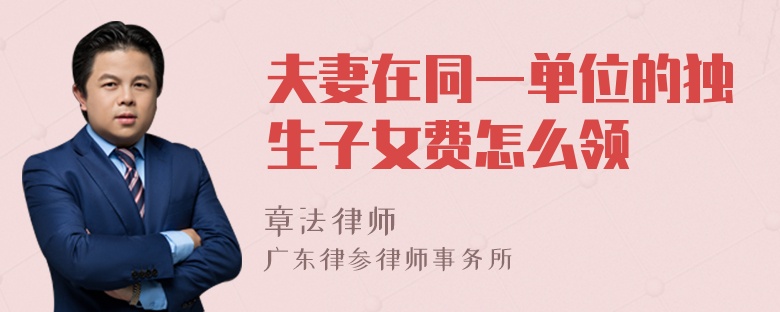夫妻在同一单位的独生子女费怎么领