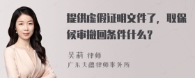 提供虚假证明文件了，取保候审撤回条件什么？