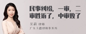 民事纠纷，一审，二审胜诉了，中审败了