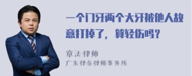 一个门牙两个大牙被他人故意打掉了，算轻伤吗？