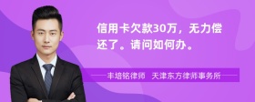 信用卡欠款30万，无力偿还了。请问如何办。