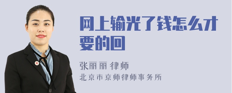 网上输光了钱怎么才要的回