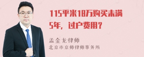 115平米18万购买未满5年，过户费用？