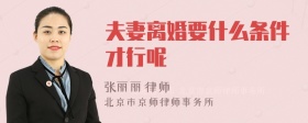 夫妻离婚要什么条件才行呢