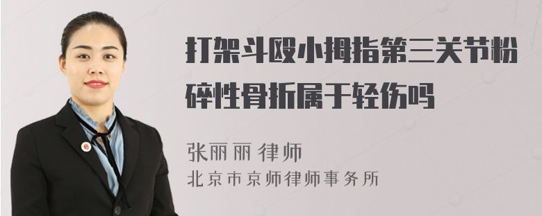 打架斗殴小拇指第三关节粉碎性骨折属于轻伤吗
