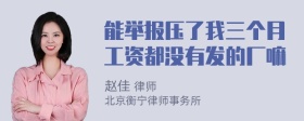 能举报压了我三个月工资都没有发的厂嘛