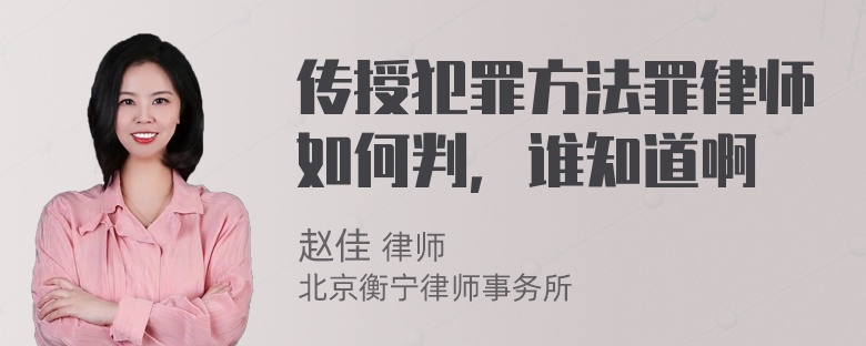 传授犯罪方法罪律师如何判，谁知道啊