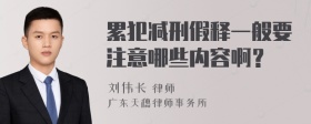 累犯减刑假释一般要注意哪些内容啊？