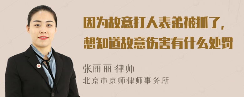 因为故意打人表弟被抓了，想知道故意伤害有什么处罚